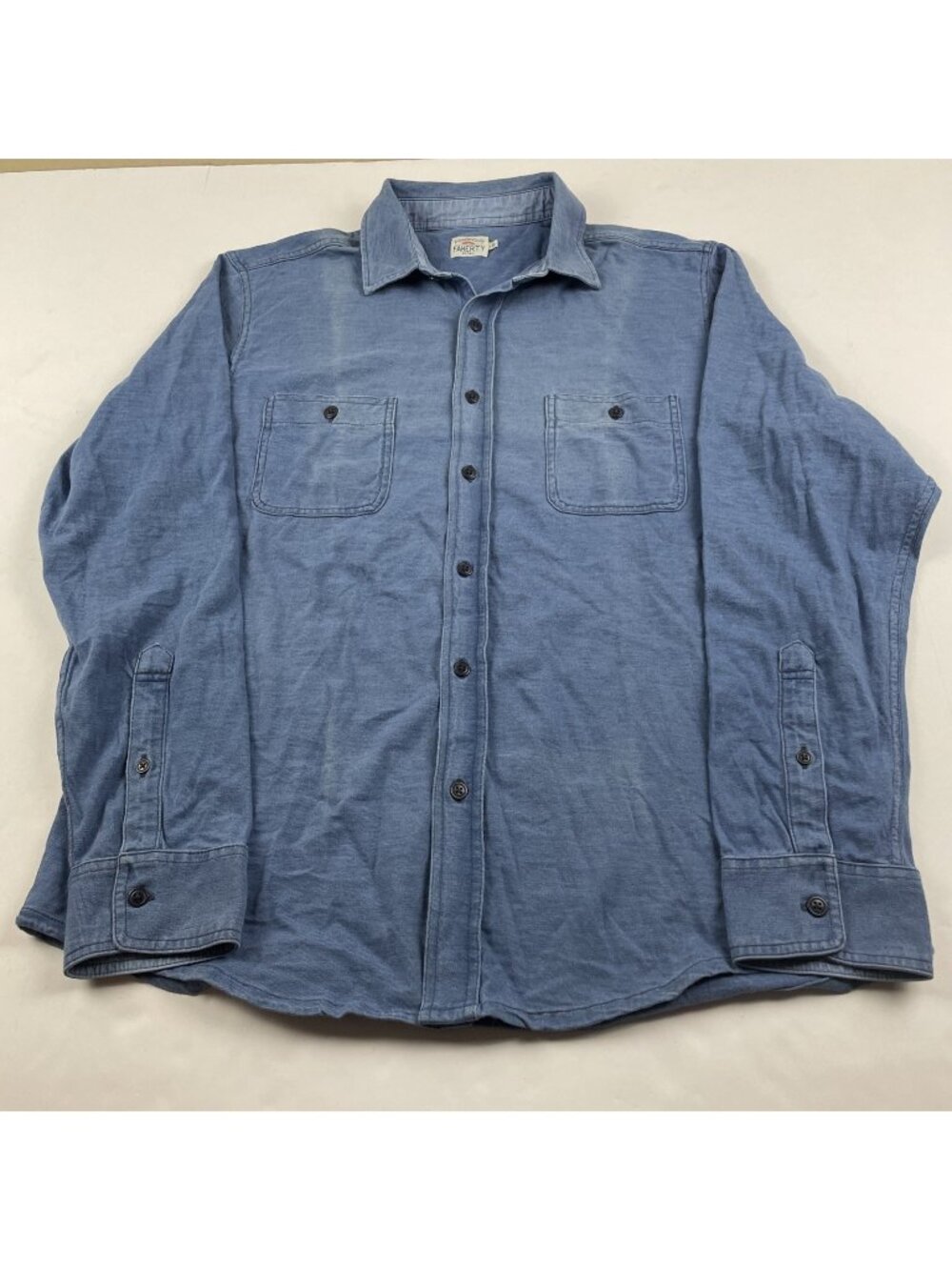 Faherty Button Up Shirt Men’s L Soft Knit Cotton Stretch Blue Casual Comfort